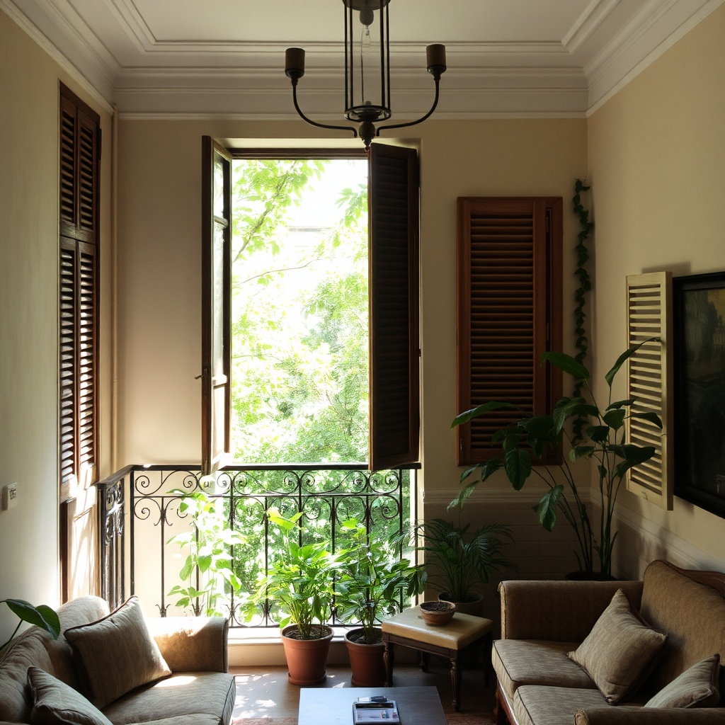 Garden-view apartment in an older Zamalek building with classic architecture and courtyard, showing a more affordable rental option in the island district